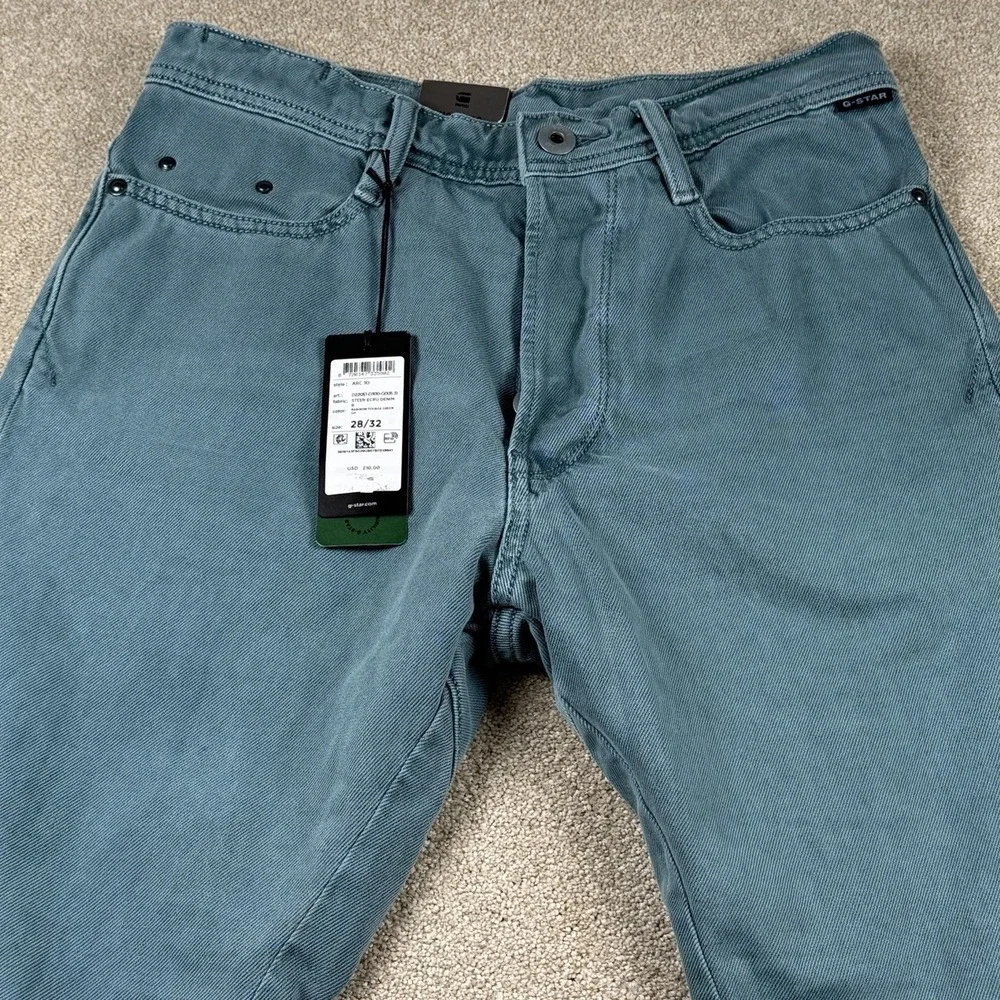 G-Star Raw Mens Arc 3D Jeans Size 28x32 Rainbow‎ Foliage Green Steer Ecru Denim